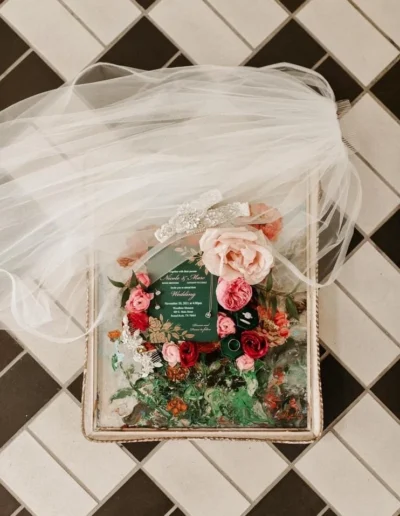 a collection of wedding day details