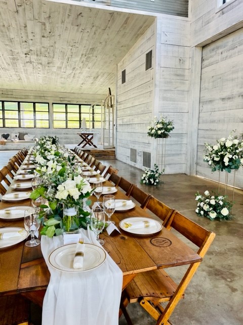 A wedding reception hall set up at a local Austin wedding venue